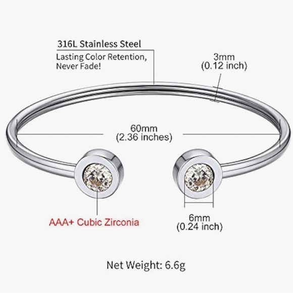 Jewelry - Stainless Steel Cubic Zirconia Bracelet